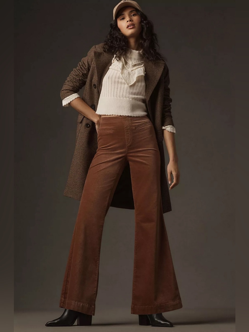 Anthropologie Pilcro Pull-On Mid-Rise Velvet Retro Flare Jeans